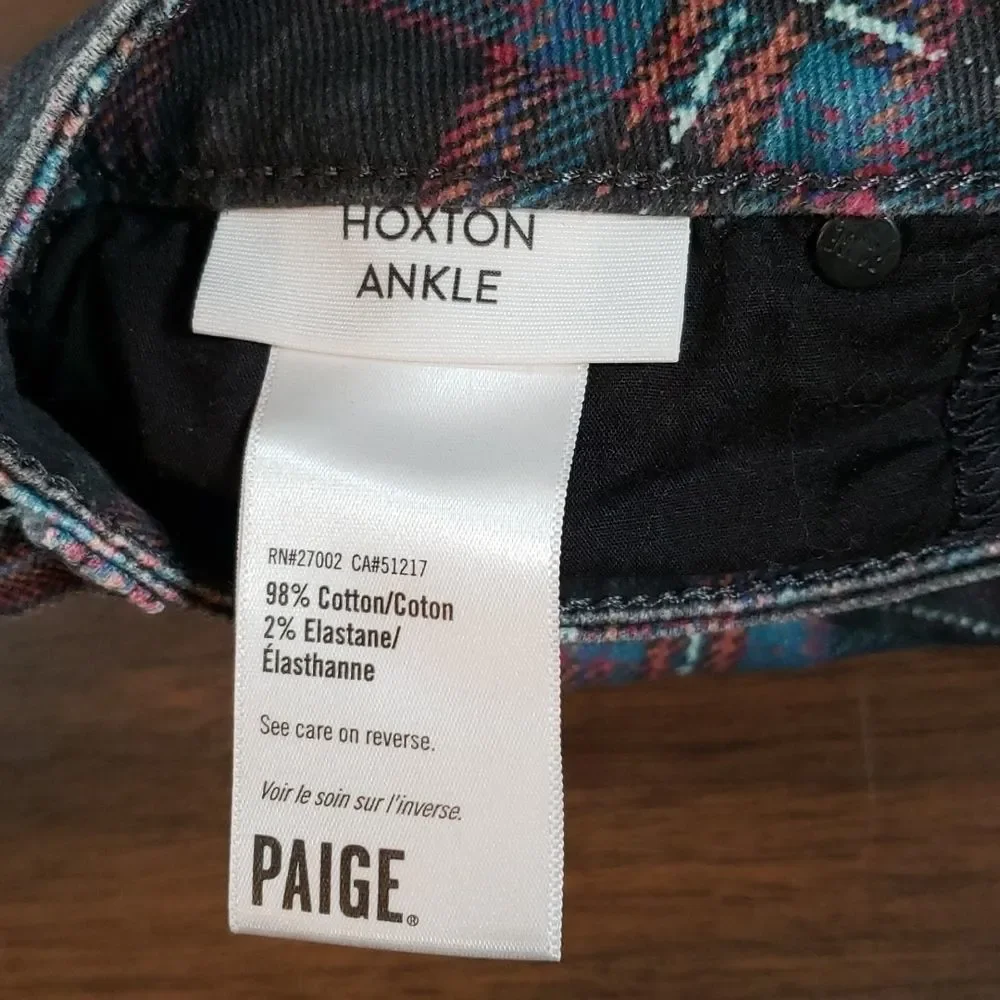 PAIGE Womens HOXTON ANKLE High-Rise Skinny Black Atlantic Tartan Plaid Jeans 26 - Picture 10 of 14